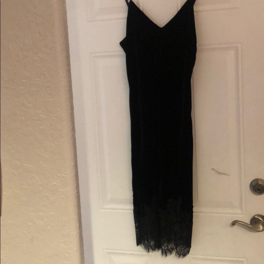 Black velvet slip dress